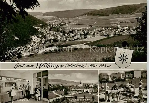 AK / Ansichtskarte  Willingen_Sauerland Panorama Trinkhalle Kurgarten mit Kurhalle Wassertretbecken Willingen_Sauerland