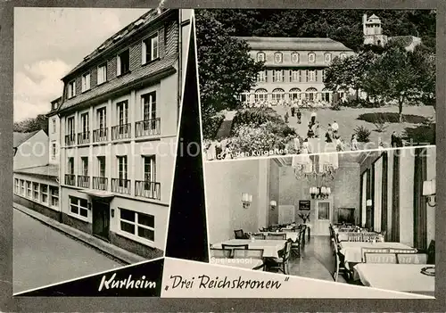 AK / Ansichtskarte 73854234 Bad_Bertrich Kurheim Drei Reichskronen Kurgarten Speisesaal Bad_Bertrich