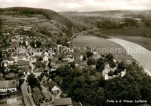 AK / Ansichtskarte  Polle_Oberweser Fliegeraufnahme Polle_Oberweser