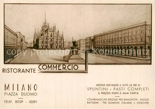 AK / Ansichtskarte  Milano_Mailand_IT Ristorante Commercio Piazza Duomo Illustration 