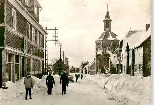 AK / Ansichtskarte  Neustadt_Rennsteig Ortszentrum mit Kirche Erholungsort im Winter Neustadt_Rennsteig