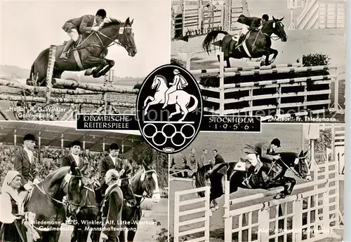AK / Ansichtskarte 73854444 Stockholm Olympische Reiterspiele 1956 Deutsche Springreiter Winkler Thiedemann Luetke-Westhues Stockholm