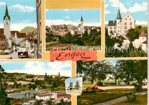 AK / Ansichtskarte 73854460 Engen_Hegau Ortsansichten mit Kirche Freibad Parkanlagen Engen Hegau