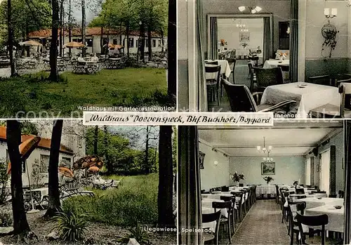 AK / Ansichtskarte  Buchholz_Hunsrueck Waldhaus Doevenspeck Gartenrestauration Innenansicht Liegewiese Buchholz Hunsrueck