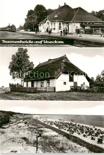 AK / Ansichtskarte  Trassenheide_Usedom Inselbahnhof Inselhaus Strand Trassenheide Usedom