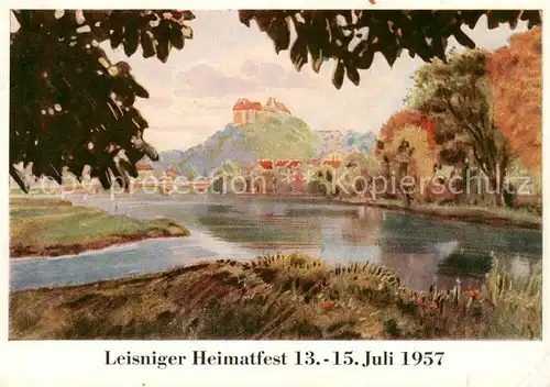 AK / Ansichtskarte  Leisnig Panorama Leisniger Heimatfest 1957 Kuenstlerkarte Leisnig