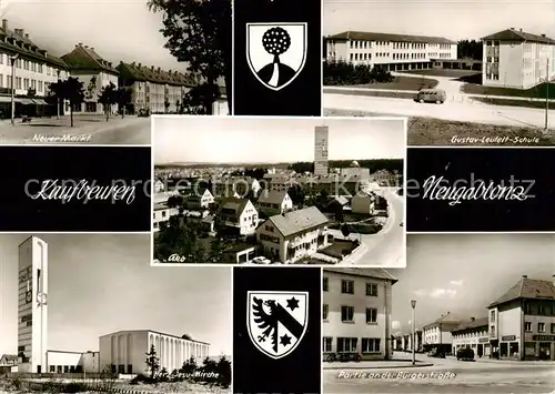 AK / Ansichtskarte  Kaufbeuren Neuer Markt Herz Jesu Kirche Panorama Gustav Leufelt Schule Neugablonz Partie an der Buergerstrasse Kaufbeuren