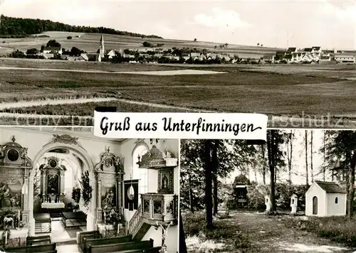 AK / Ansichtskarte  Unterfinningen_Schwaben Panorama Kirche Inneres Bildstock Unterfinningen Schwaben