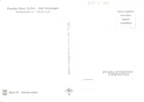 AK / Ansichtskarte 73854590 Bad_Krozingen Pension Haus Walter Gastraeume Bad_Krozingen