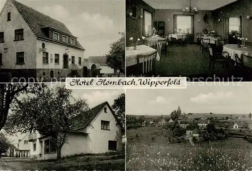 AK / Ansichtskarte 73854600 Hembach_Wipperfeld_Wipperfuerth Hotel Pension Haus Hembach Gastraeume Kirche Schwanenteich 