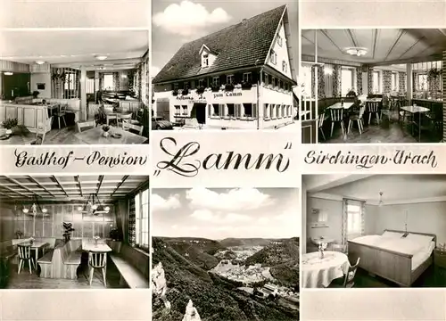 AK / Ansichtskarte  Sirchingen_Bad_Urach Gasthof Pension Lamm Gastraeume Zimmer Panorama 