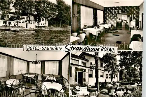 AK / Ansichtskarte  Bosau Hotel Gaststaette Strandhaus Bosau Gastraeume Terrasse Bosau