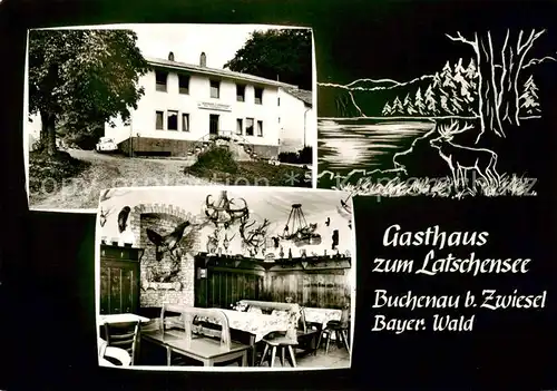 AK / Ansichtskarte  Buchenau_Zwiesel_Niederbayern Gasthaus zum Latschensee Gaststube 