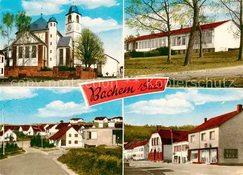 AK / Ansichtskarte 73854642 Bachem_Losheim_Saar Kirche Schule Ortspartien 