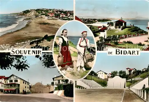 AK / Ansichtskarte  Bidart_64 La Plage Chapelle des Marins Petit Txistulari et sa Compagne Place Nouveau Fronton Costumes