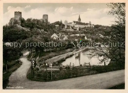 AK / Ansichtskarte  Kohren-Sahlis Panorama Freibad Blick zur Stadt Burgruinen Kirche Kohren-Sahlis