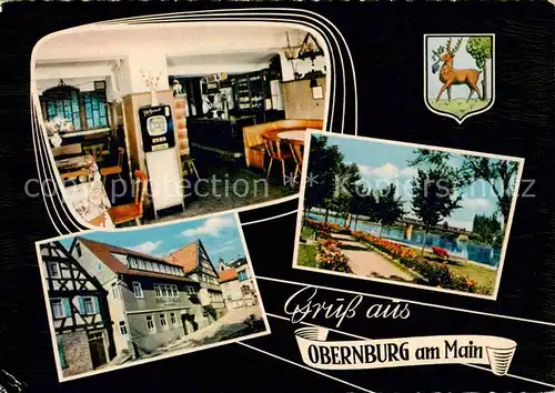 AK / Ansichtskarte 73854743 Obernburg_Main Gasthaus Zum Karpfen Gaststube Schwimmbad Obernburg Main