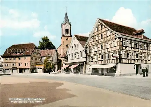 AK / Ansichtskarte 73854762 Sulzbach_Murr Marktplatz mit Ev Kirche Sulzbach Murr