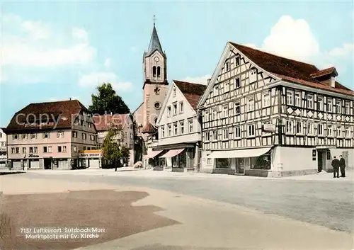 AK / Ansichtskarte 73854763 Sulzbach_Murr Marktplatz mit Ev Kirche Sulzbach Murr