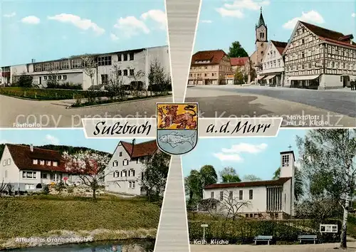 AK / Ansichtskarte 73854767 Sulzbach_Murr Schloss Lautereck Marktplatz mit Ev Kirche Kath Kirche Festhalle Sulzbach Murr