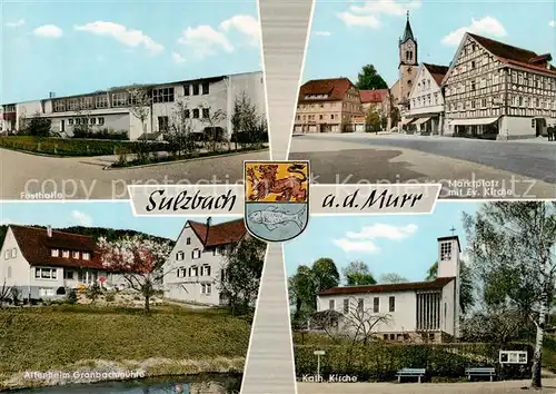 AK / Ansichtskarte  Sulzbach_Murr Schloss Lautereck Marktplatz mit Ev Kirche Kath Kirche Festhalle Sulzbach Murr