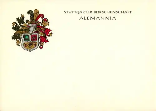 AK / Ansichtskarte 73854793 Stuttgart Burschenschaft Alemannia Wappen Stuttgart