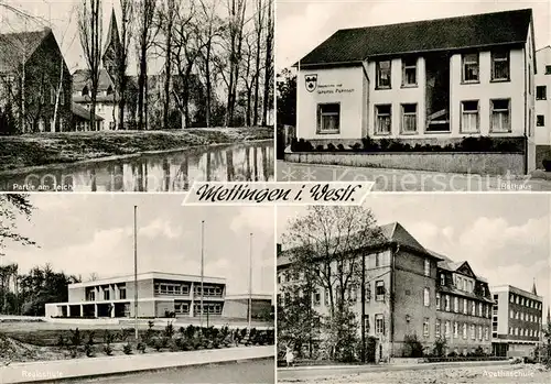 AK / Ansichtskarte 73854816 Mettingen_Westfalen Partie am Teich Realschule Agathaschule Rathaus Mettingen_Westfalen