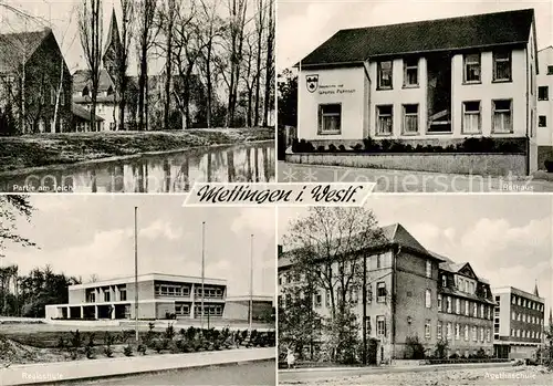 AK / Ansichtskarte  Mettingen_Westfalen Partie am Teich Realschule Agathaschule Rathaus Mettingen_Westfalen