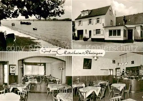 AK / Ansichtskarte  Mittelheim_Rheingau Gasthof Distelfink Gastraeume Rheinpartie Mittelheim Rheingau