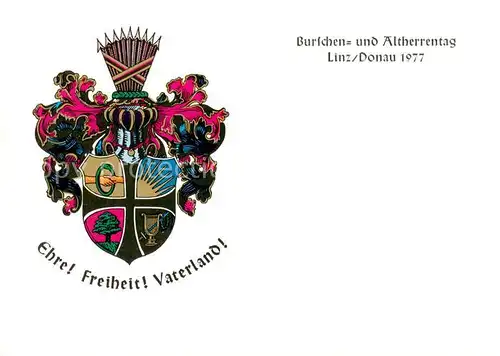AK / Ansichtskarte 73854836 Linz_Donau_AT Burschen und Altherrentag 1977 Wappen der Burschenschaft 