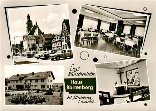 AK / Ansichtskarte  Kirchberg_Hunsrueck Ev Ruestzeitenheim Haus Karrenberg Gastraum Hauskapelle Kirchberg Hunsrueck