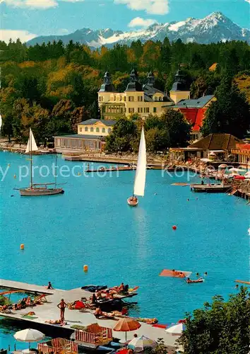 AK / Ansichtskarte 73854910 Velden__Woerthersee_AT Schlosshotel Velden mit Mittagskogel 