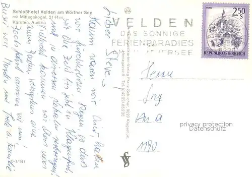 AK / Ansichtskarte  Velden__Woerthersee_AT Schlosshotel Velden mit Mittagskogel 
