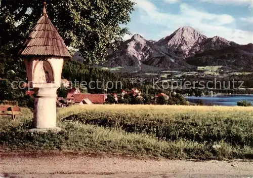 AK / Ansichtskarte  Egg_Faakersee_Kaernten_AT Panorama mit Bildstock und Mittagskogel 
