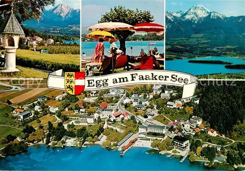 AK / Ansichtskarte  Egg_Faakersee_Kaernten_AT Fliegeraufnahme Bildstock Seepartien 