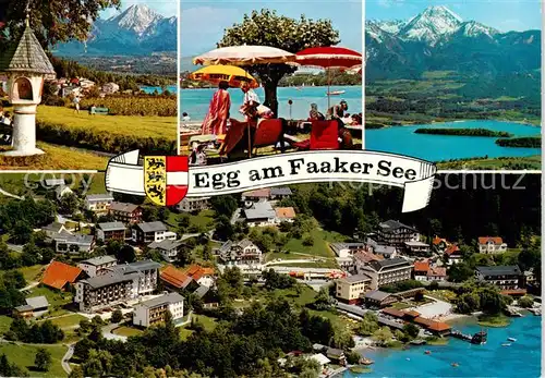 AK / Ansichtskarte 73854916 Egg_Faakersee_Kaernten_AT Fliegeraufnahme Bildstock Seepartien 