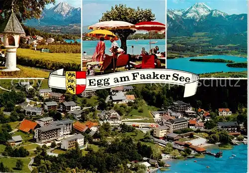 AK / Ansichtskarte  Egg_Faakersee_Kaernten_AT Fliegeraufnahme Bildstock Seepartien 