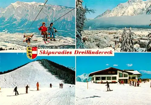 AK / Ansichtskarte  Arnoldstein_Kaernten_AT Skiparadies Dreilaendereck Sessellift Hahnenwipfel Bergrestaurant 