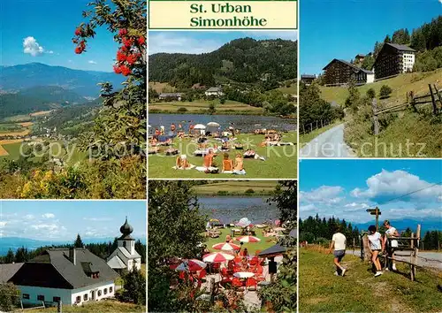 AK / Ansichtskarte  St_Urban_Kaernten_AT Panorama Strandbad am Urbansee Kirche Camping Wanderer 