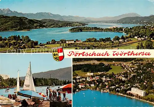 AK / Ansichtskarte  Poertschach_Woerthersee Fliegeraufnahmen Seepartien Poertschach Woerthersee