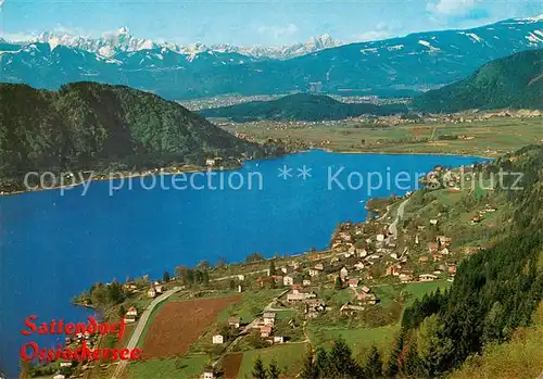 AK / Ansichtskarte  Sattendorf Fliegeraufnahme mit Ossiachersee und Julische Alpen Sattendorf