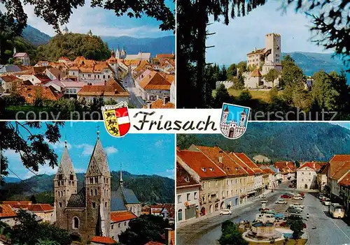 AK / Ansichtskarte  Friesach_Kaernten Stadtansicht Burg Kirche Marktplatz Friesach Kaernten