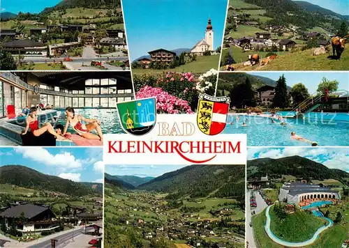 AK / Ansichtskarte  Bad_Kleinkirchheim_Kaernten_AT Panorama Kirche Frei und Hallenbad Fliegeraufnahme Panorama 