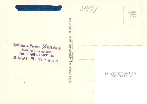 AK / Ansichtskarte  Rimbach_Bayrischer_Wald Pension Kastanie Garten Panorama Rimbach_Bayrischer_Wald