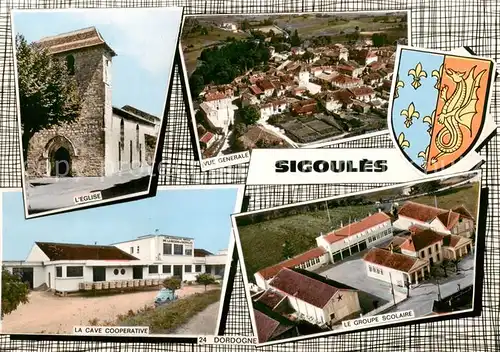 AK / Ansichtskarte  Sigoules_24_Dordogne Eglise La Cave cooperative Groupe Scolaire vue aérienne 