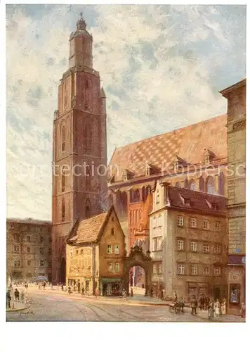 AK / Ansichtskarte  Breslau_Niederschlesien Elisabethkirche Kuenstlerkarte Breslau_Niederschlesien