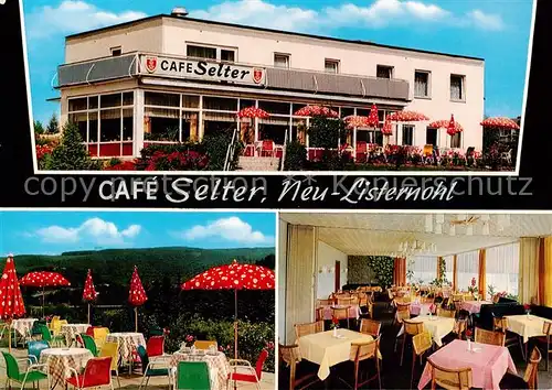 AK / Ansichtskarte 73855102 Neu-Listernohl_Olsberg Café Selter Gastraum Terrasse 