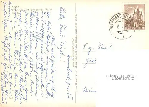 AK / Ansichtskarte  Villach_Kaernten_AT Draubruecke mit Mittagskogel 