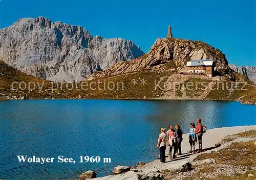 AK / Ansichtskarte 73855148 Wolayersee_1960m_Birnbaum_Lesachtal_AT Eduard Pichl Huette mit Biegengebirge 