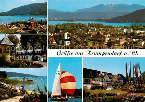 AK / Ansichtskarte 73855155 Krumpendorf_Woerthersee_AT Seepartien Panorama Segeln Hotel 